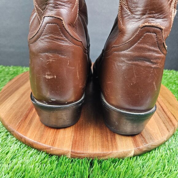 Vintage Tony Lama Mens Western Boots Brown Leather 11 B Riding Rodeo Cowboy main image 6